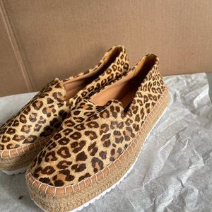 ASOS DESIGN Jenna leather leopard flatform espadrilles